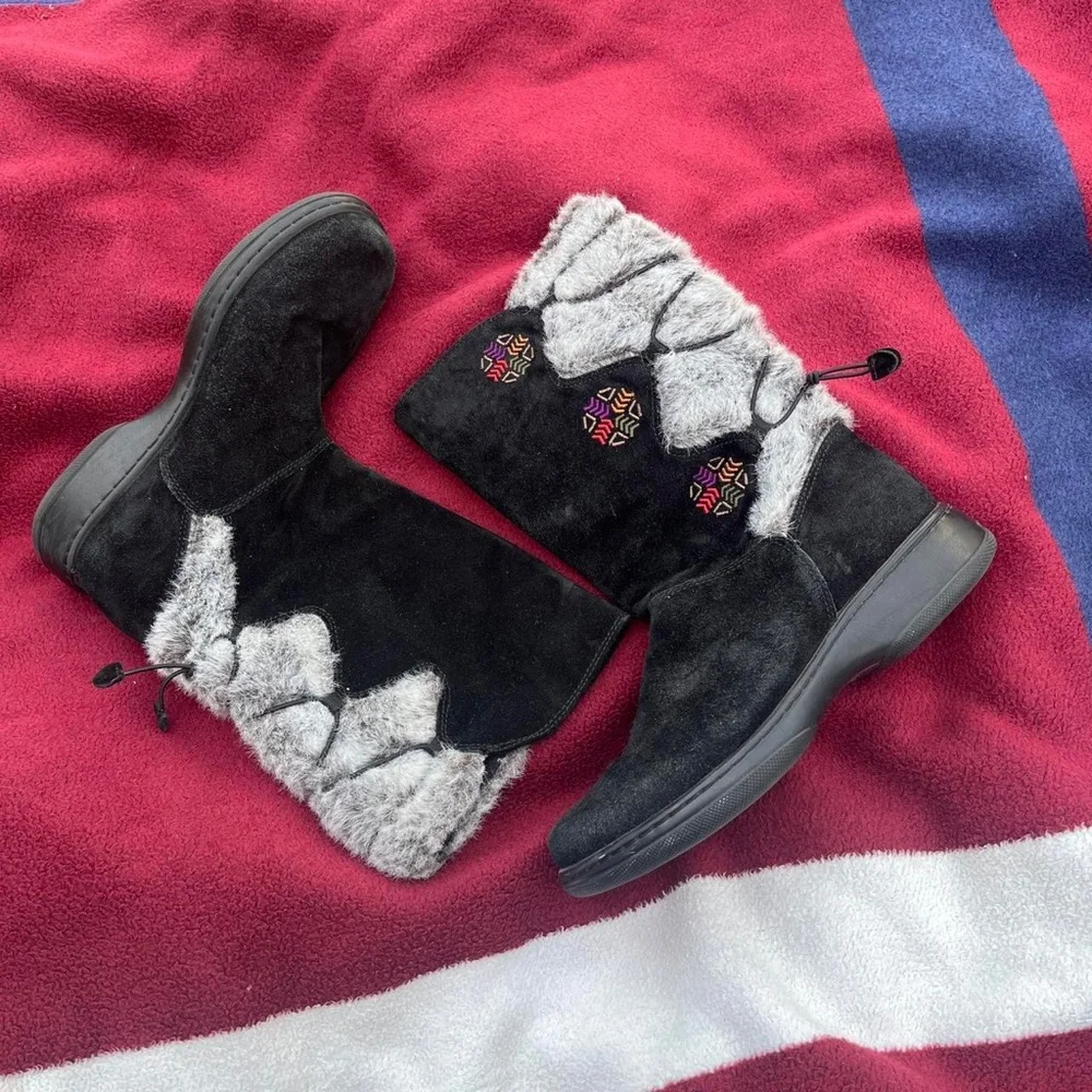 Dansko Fyodora black suede boots Womens winter snow boot 41 faux fur Women’s 41
